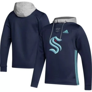 Men's Deep Sea Blue Seattle Kraken Skate Lace Team Pullover Hoodie