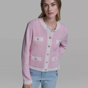Women's Marled Crew Neck Cardigan Sweater