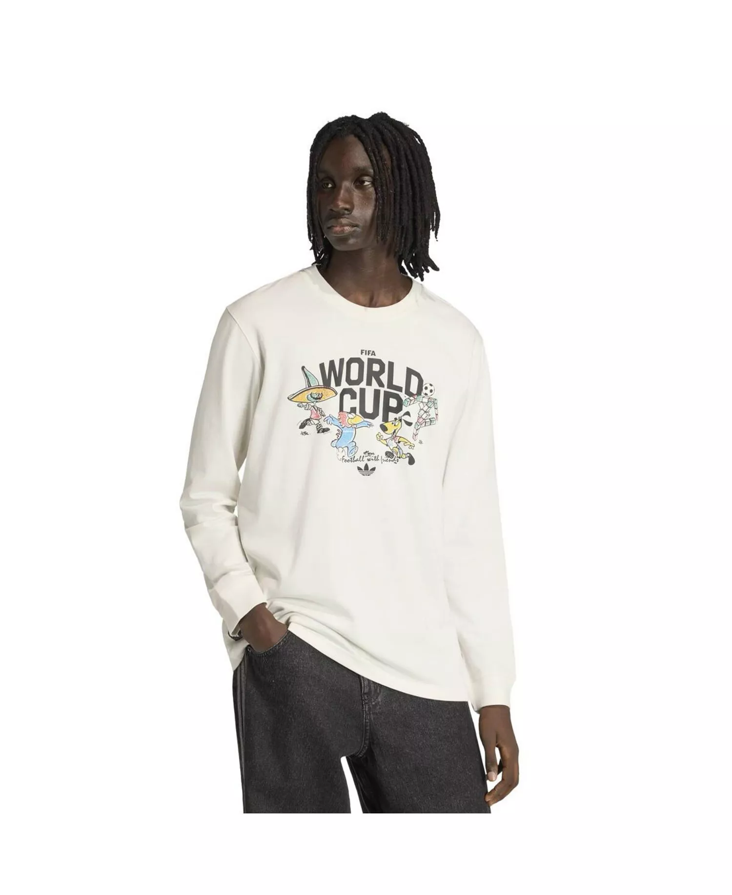 mni-500b603f3225d2ff6260029999e7d745 Men's White FIFA World Cup Historic Mascot Long Sleeve T-Shirt