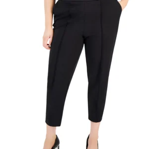 Plus Size Ponte Faux Double-Breasted Blazer, Sweater T-Shirt, & Ponte Front-Seamed Pants