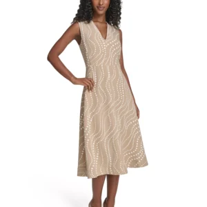 Women's Sleeveless Midi Fit and Flare Dress