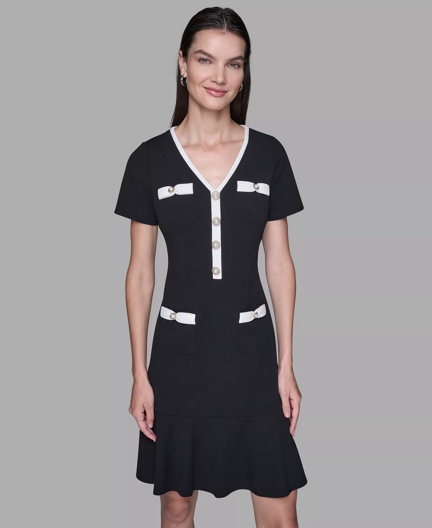 mni-53909c12edffb7fd6558abdb6632ad2d Women's V-Neck Short-Sleeve Sheath Dress