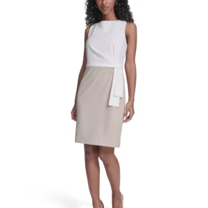 Women's Sleeveless Color Block Sheath Dress