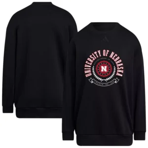 Women's Black Nebraska Huskers Oversized Crewneck Pullover Sweatshirt