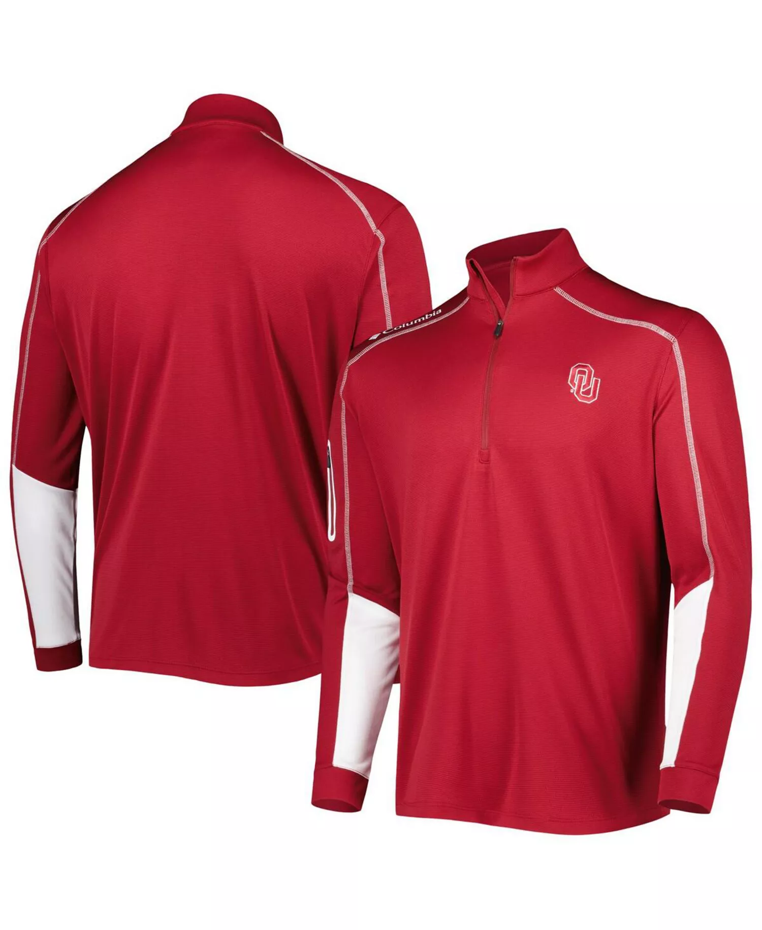 mni-5629fce4cafa87e8d84216e210f7086c Men's Crimson Oklahoma Sooners Shotgun 2.0 Omni-Wick Quarter-Zip Jacket