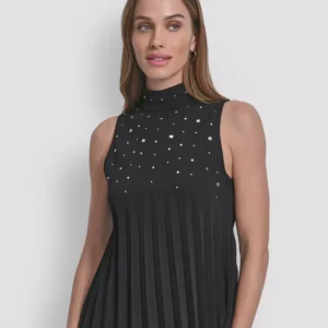 Women's Studded Mock Neck Top
