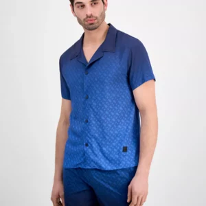 BOSS by Men's Gradient B Button-Up Sun Protection Swim Shirt