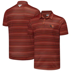 Men's Orange Oregon State Beavers PFG Super Terminal Tackle Omni-Shade Stripe Polo Shirt