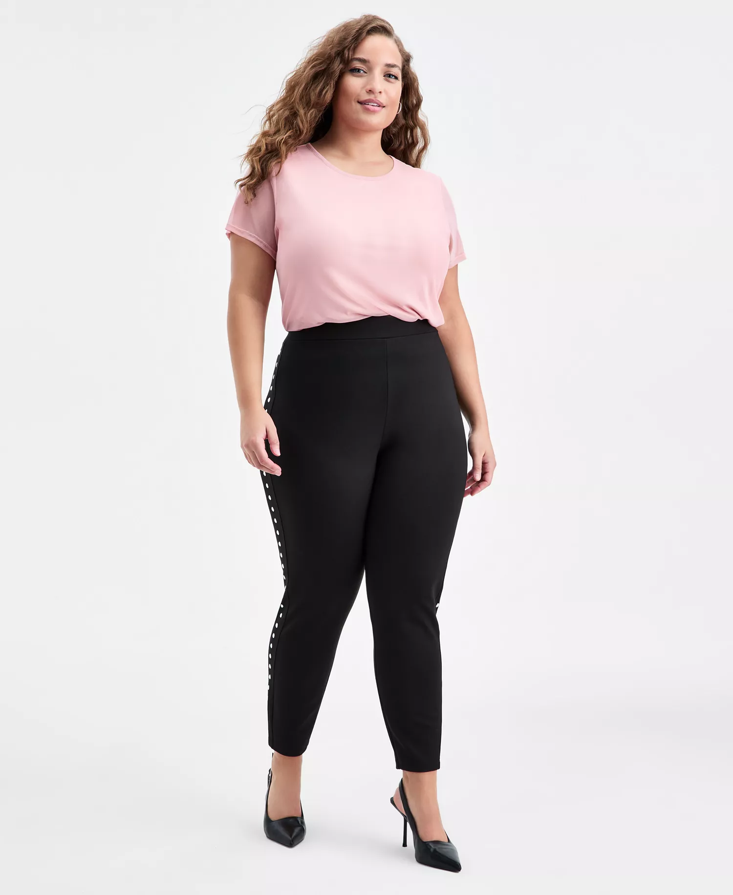 mni-56dc6be16101d0f3d7c0932503d425bf Trendy Plus Size Studded Pull-On Bodycon Leggings