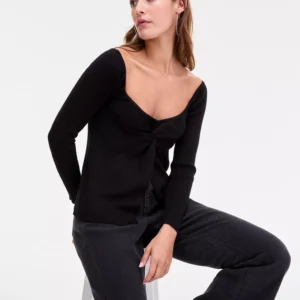 Women's Twist-Front Ribbed Knit Sweater, Macy's Exclusive