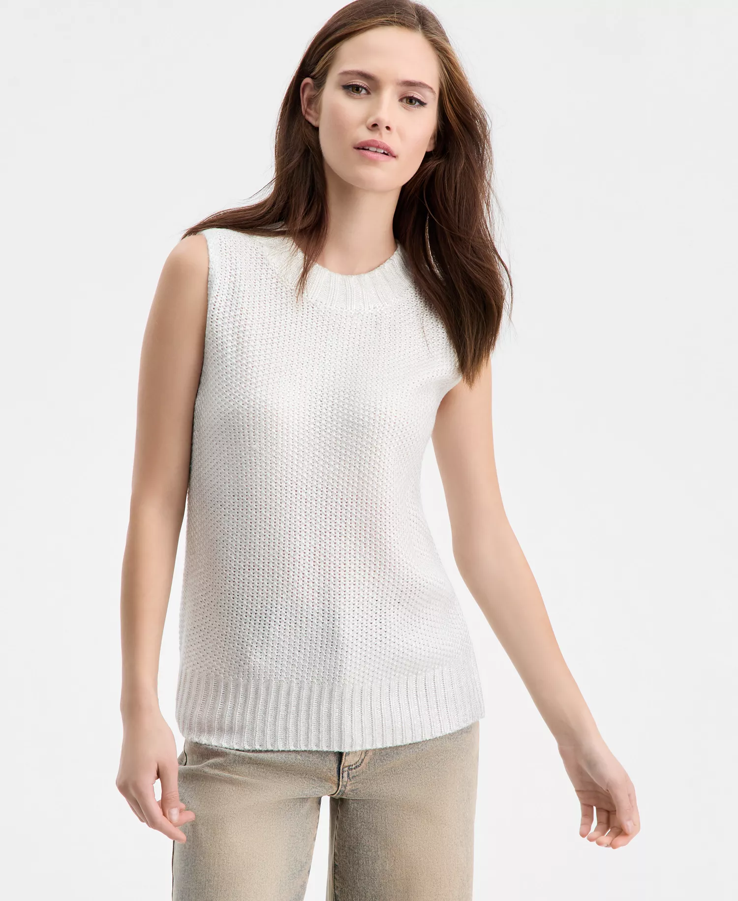 mni-571321cca9ce73f8878e18596af3cbed Women's Shine Sleeveless Sweater, Macy's Exclusive — изображение 3