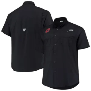 Men's Black Ohio State Buckeyes Big and Tall Tamiami Omni-Shade Button-Down Shirt