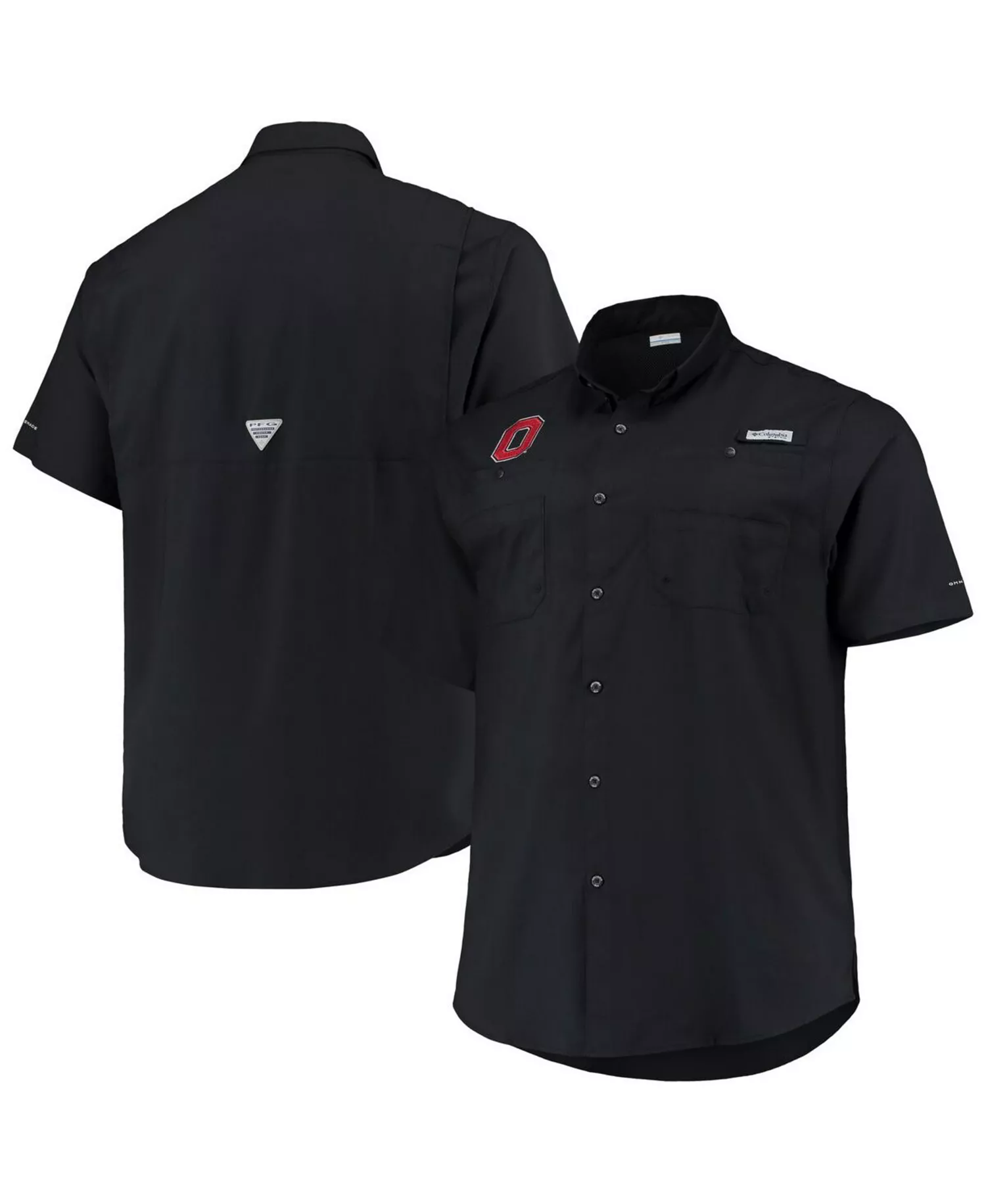 mni-5788b7c2c0d0c2feaae152783ac91197 Men's Black Ohio State Buckeyes Big and Tall Tamiami Omni-Shade Button-Down Shirt