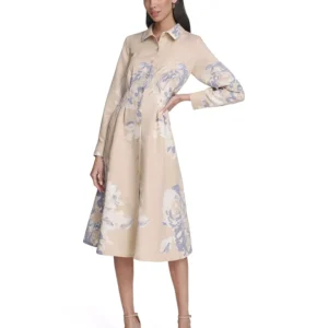 Women's Printed Collar Shirt Dress