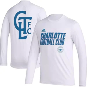 Men's White Charlotte FC Jersey Hook AEROREADY Long Sleeve T-shirt