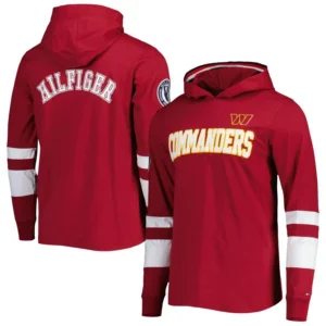Men's Burgundy, White Washington Commanders Alex Long Sleeve Hoodie T-shirt