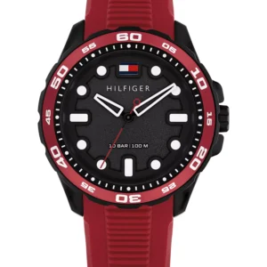 Men's Quartz Red Silicone Strap Watch, 40mm
