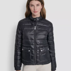 Women's Packable Moto Collar Short Coat