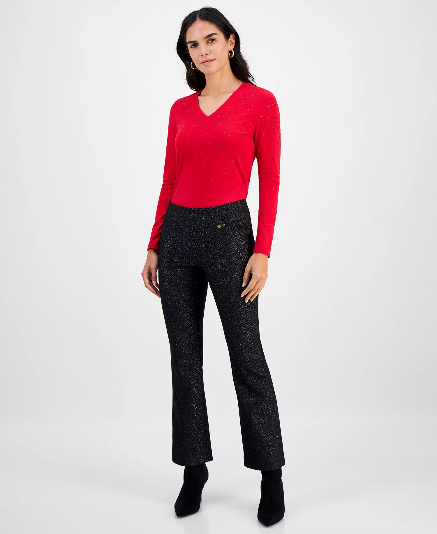 mni-59b8ecce6485e2962e4fdc6a8074ea6a Petite Jacquard Mini Bootcut Pants, Macy's Exclusive