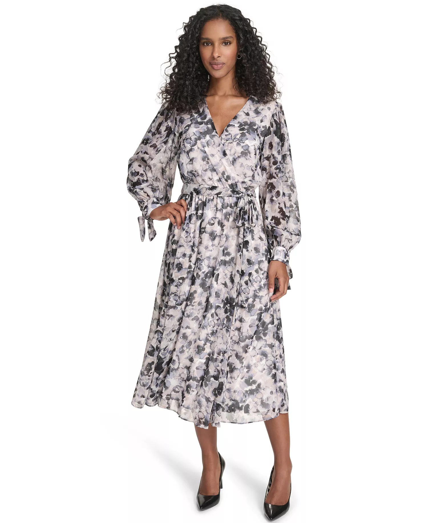 mni-59f593d1a90789b22bbc2773ab2ec781 Petite Floral Long-Sleeve Midi Dress