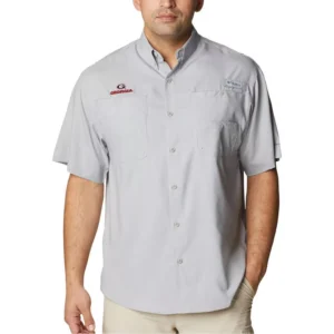 Men's Gray Georgia Bulldogs Big Tall Collegiate Tamiami Omni-Shade Full-Button Shirt