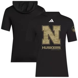 Men's Black Nebraska Huskers 2025 Military Appreciation AEROREADY T-Shirt
