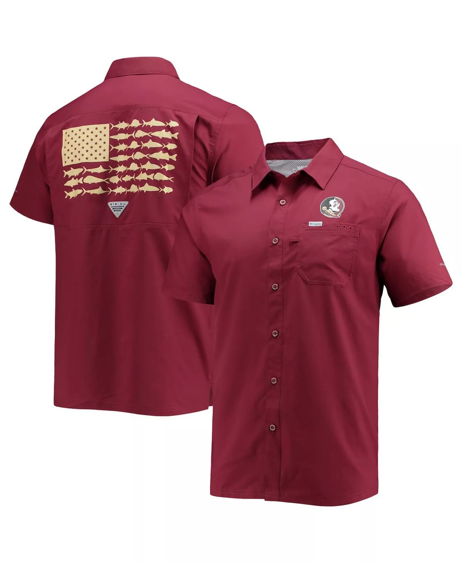 mni-5c4582a4950e5d0f2b0f909ffc06f668 Men's PFG Garnet Florida State Seminoles Slack Tide Camp Button-Up Shirt