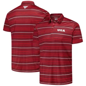 Men's Red Georgia Bulldogs PFG Super Terminal Tackle Omni-Shade Stripe Polo