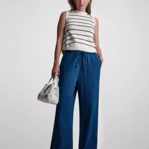 Petite Sleeveless Crewneck Striped Sweater
