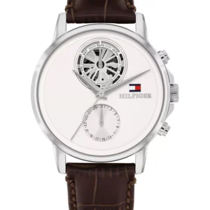 Men's Multifunction Brown Leather Bracelet Watch, 40mm