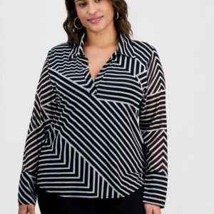 Plus Size Johnny-Collar Top, Macy's Exclusive