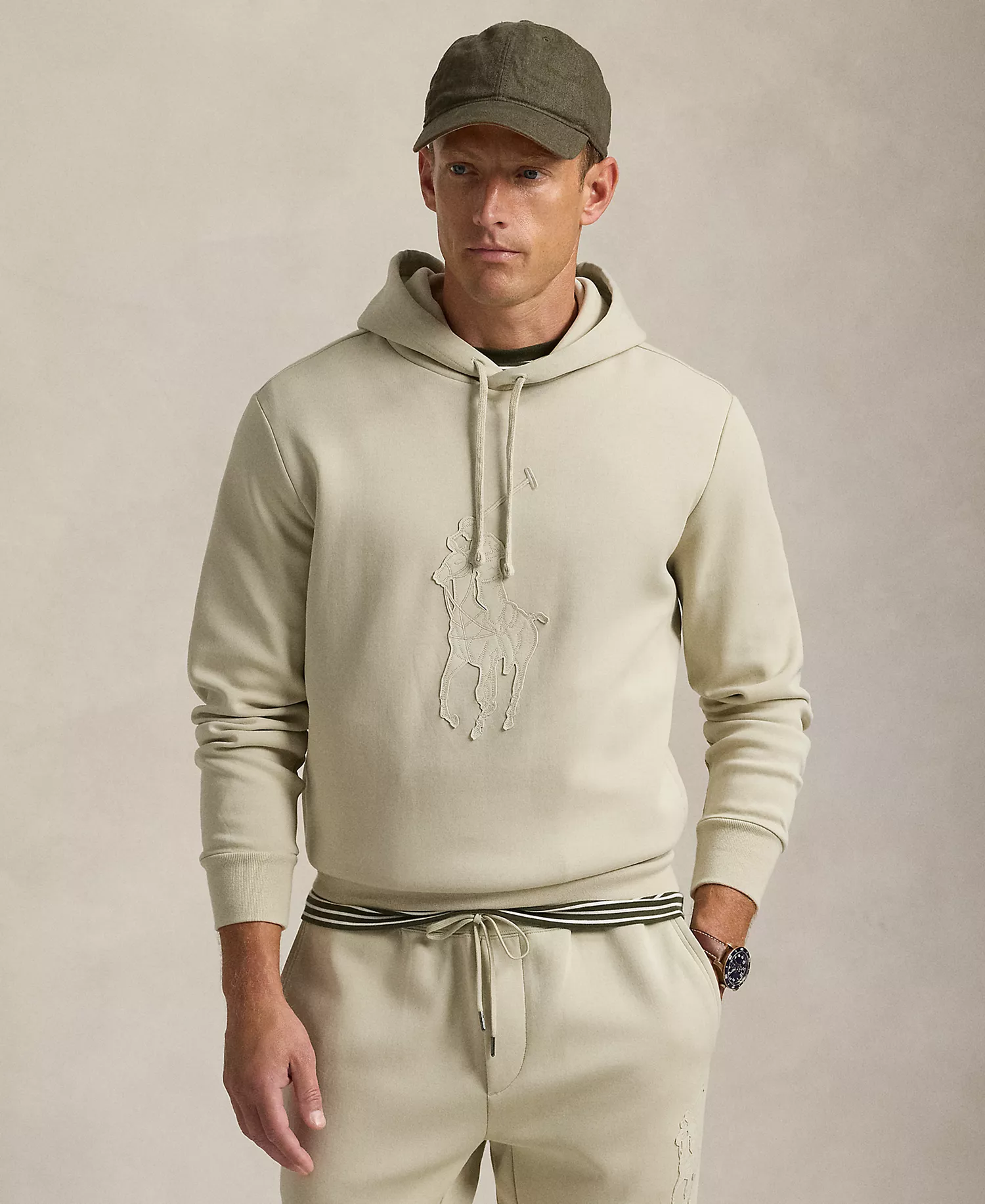 mni-5d1b1745ea12c785e33399174f40b39e Men's Leather-Pony Double-Knit Hoodie