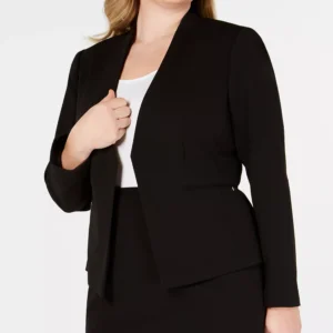 Plus Size Asymmetrical Jacket & Pencil Skirt