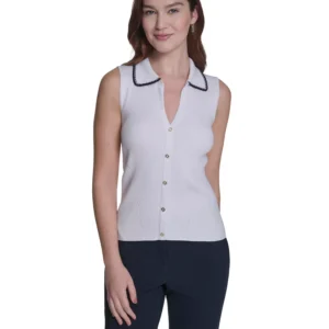 Women's Sleeveless Collared Sweater