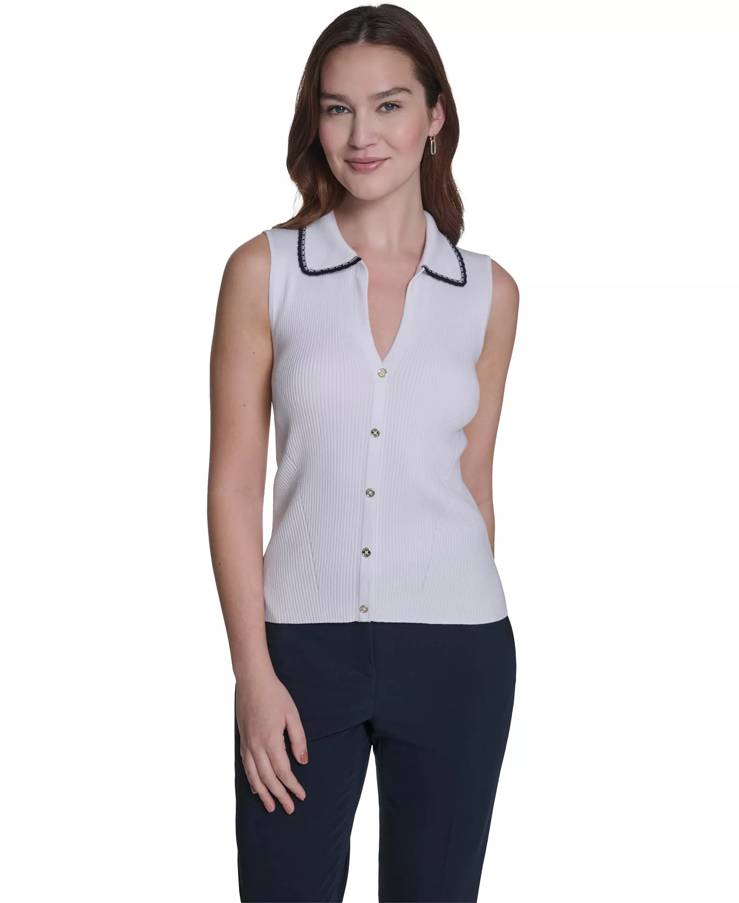 mni-5f9ac90fedf0a670753771c5667462d8 Women's Sleeveless Collared Sweater