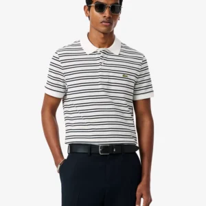Men's Classic Fit Striped Pique Polo Shirt