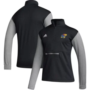 Men's Black Kansas Jayhawks Sideline AEROREADY Half-Zip Top