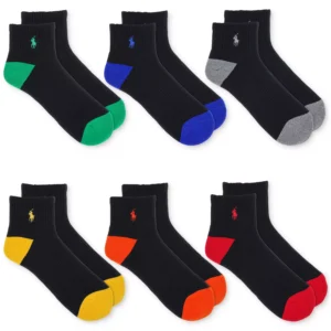 Men's 6-Pk. Performance Colored Heel Toe Quarter Socks