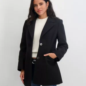 Women's Notched-Collar Single-Breasted Peacoat