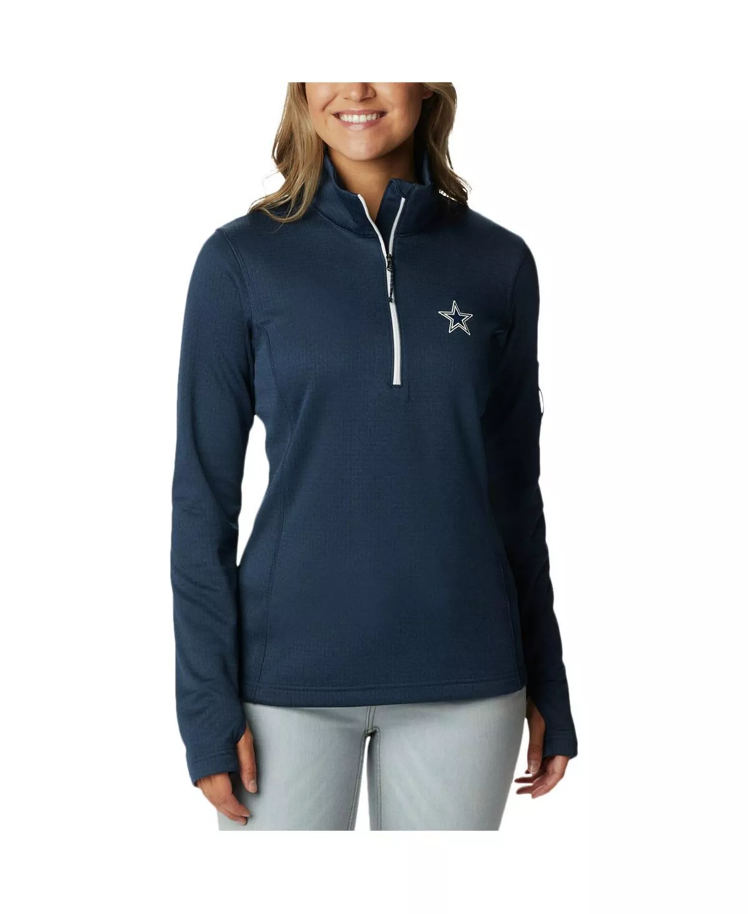 mni-61467c874db48f8b39a97e77d295a525 Women's Navy Dallas Cowboys Park View Omni-Wick Half-Zip Top