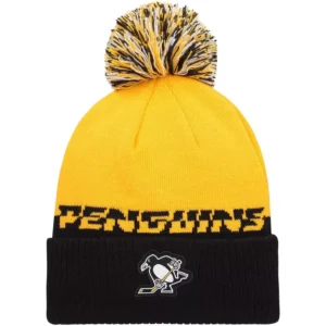 Men's Yellow, Black Pittsburgh Penguins Cold.Rdy Cuffed Knit Hat with Pom