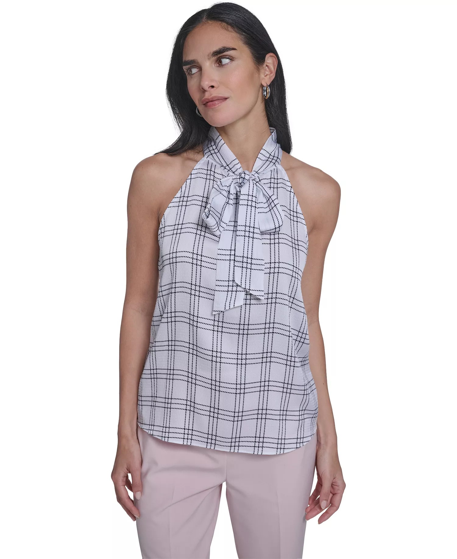 mni-632cb4467cbb51fc33e1cd88014abfec Women's Sleeveless Tie-Neck Top