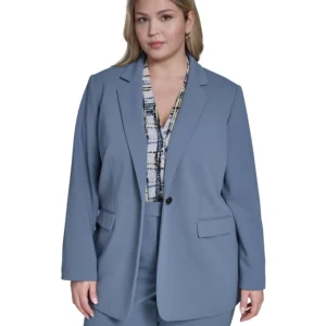 Plus Size Scuba Crepe Notch Collar Blazer