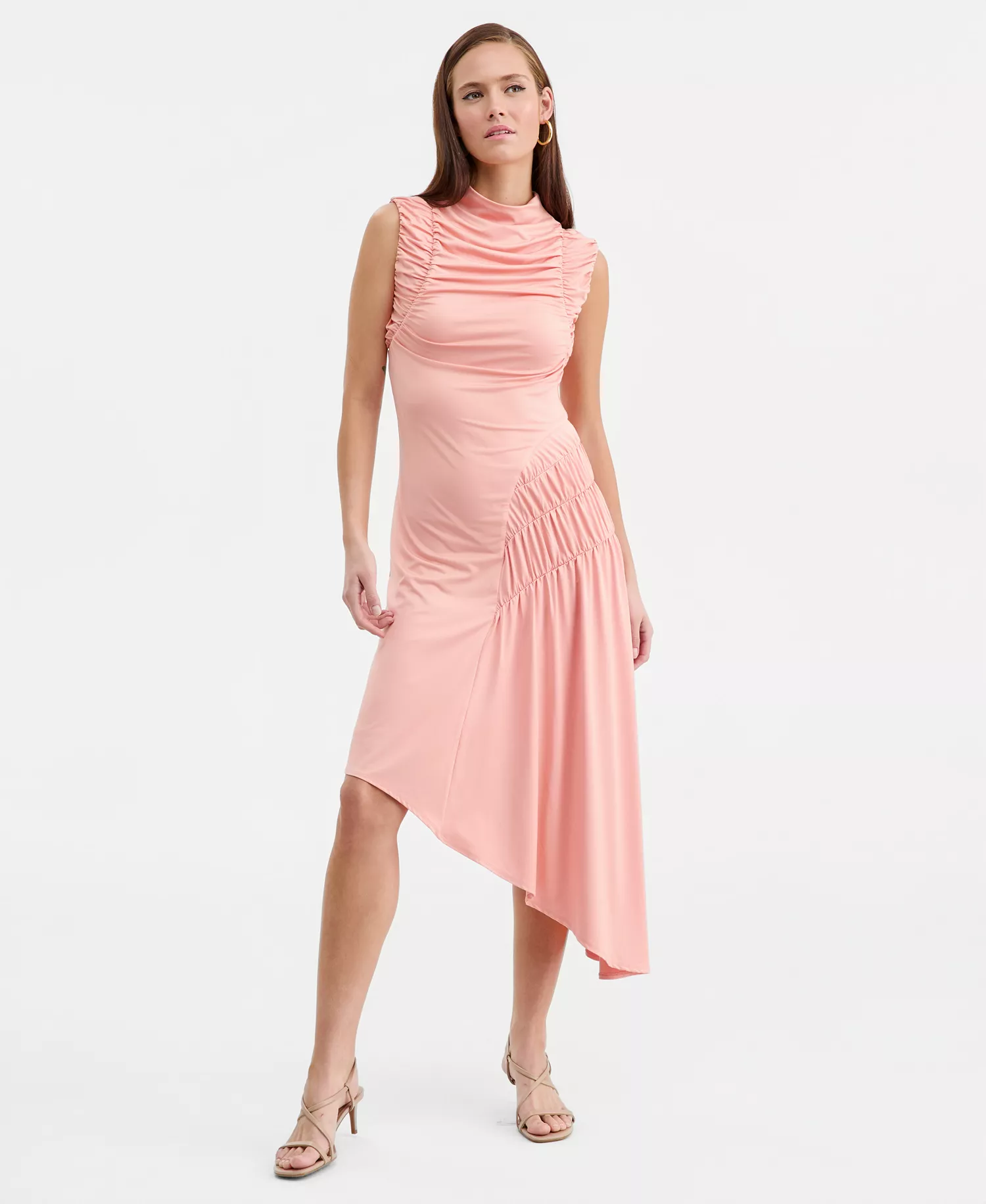 mni-63f3f67f4af5a94f30722ede288c1855 Women's Ruched Asymmetric Midi Dress, Macy's Exclusive — изображение 3