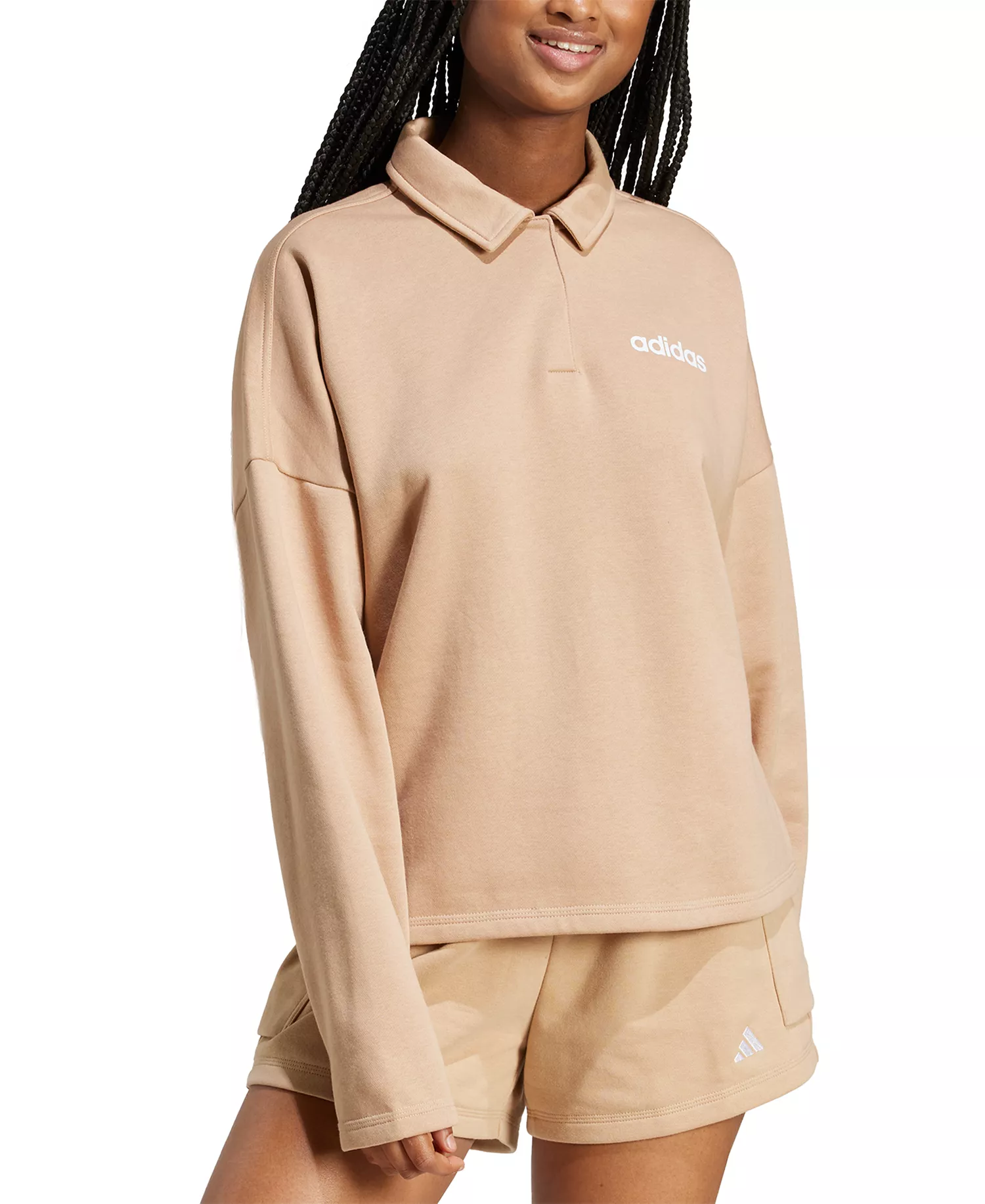 mni-64334d1864686cbcacc2249aa8e4ec11 Women's Essentials Linear Fleece Polo Sweatshirt — изображение 4