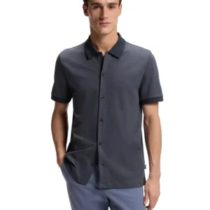 BOSS by Men's Bubble-Structure Cotton Regular-Fit Shirt