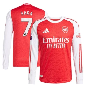 Men's Bukayo Saka Red Arsenal 2025/26 Home Authentic Long Sleeve Player Jersey