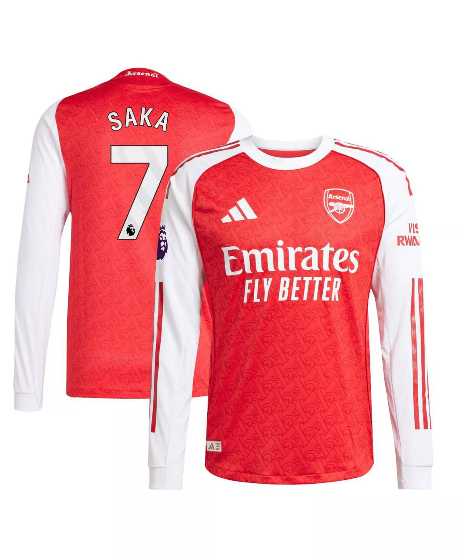 mni-64d1aa0ef8196b258098688bef93723c Men's Bukayo Saka Red Arsenal 2025/26 Home Authentic Long Sleeve Player Jersey