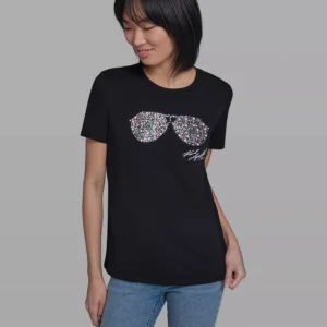 Women's Crew Neck Multi Jeweled Sunglass T-Shirt