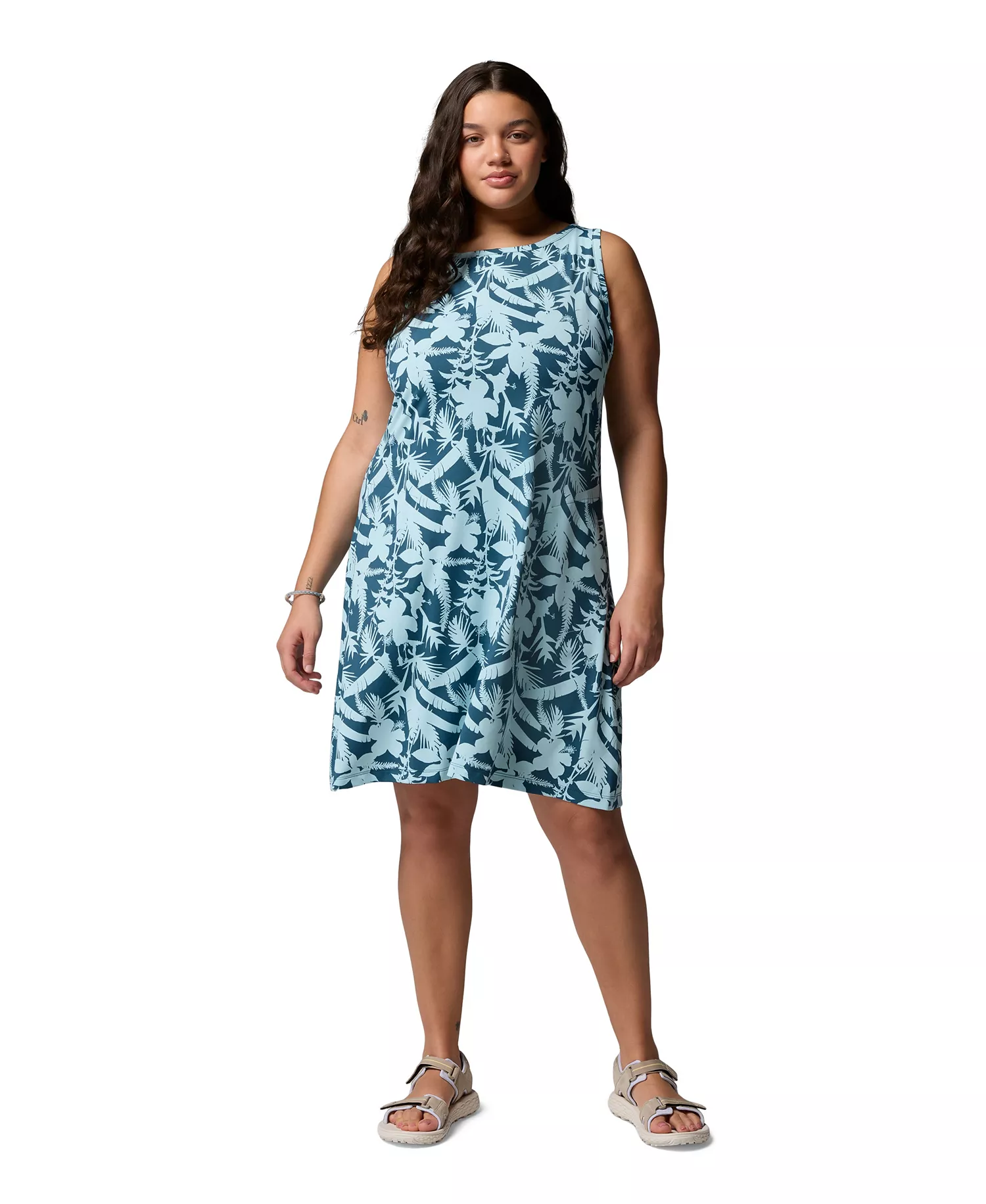 mni-66f7bed244a5af3332bc3a85c43295bc Plus Size Chill River Printed Active Dress